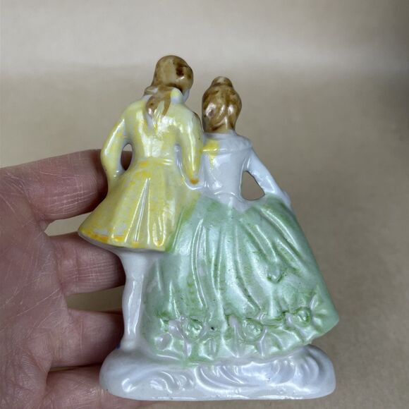 Occupied Japan Porcelain Handpainted‎ Figurine Victorian Courting Couple 3.5” - Picture 3 of 4